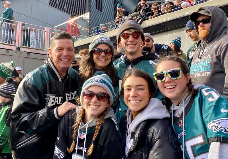 Steve McClatchy and his family at an Eagles game