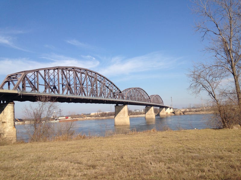 McKinley Bridge as seen along the Mississippi River Trail in St. Louis, Missouri, 2017.