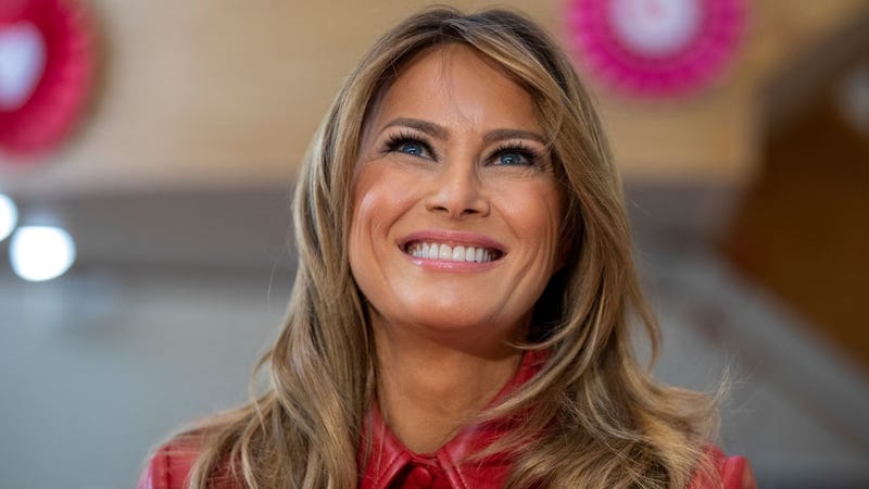 First Lady Melania Trump visits the Children’s Inn at National Institutes of Health on Valentine’s Day on on February 14, 2020 in Bethesda, Maryland.
