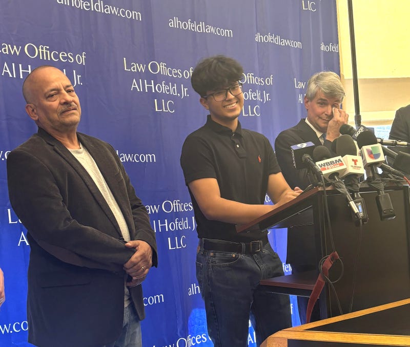 Gilbert Mendez, Peter Mendez and Attorney Al Hofeld, Jr.