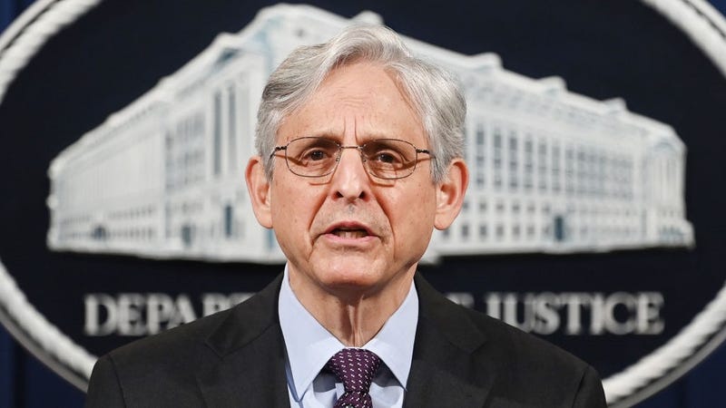 US Attorney General Merrick Garland delivers a statement at the Department of Justice on April 26, 2021 in Washington, DC. 