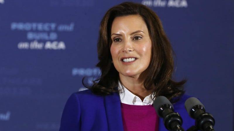 : Gov. Gretchen Whitmer introduces Democratic presidential nominee Joe Biden delivers remarks about health care at Beech Woods Recreation Center October 16, 2020 in Southfield, Michigan. 