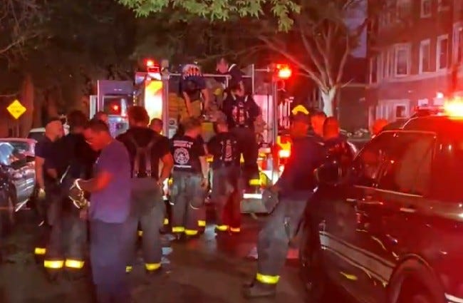 Fire crews outside Detroit apartment