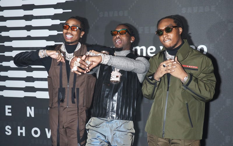 Rappers Takeoff, Offset and Quavo attend the Savage x Fenty arrivals during New York Fashion Week