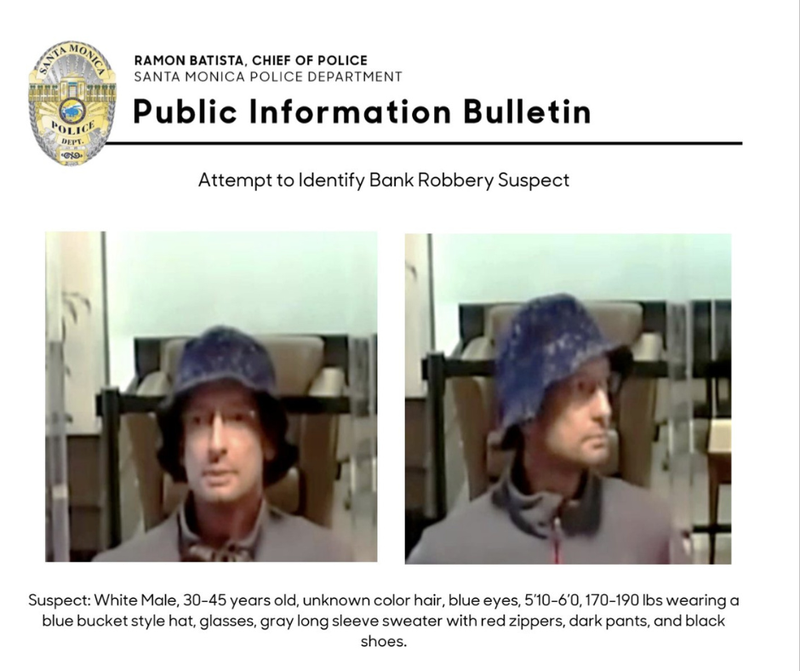 Police Seek Man Who Robbed Bank in Santa Monica
