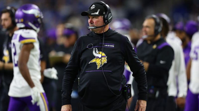 Head coach Mike Zimmer of the Minnesota Vikings while playing the Detroit Lions at Ford Field on December 05, 2021 in Detroit, Michigan.