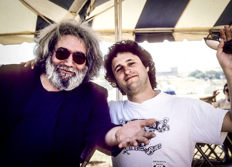 Jerry Garcia of the Grateful Dead and Novato photographer Bob Minikin pictured together circa 1978.