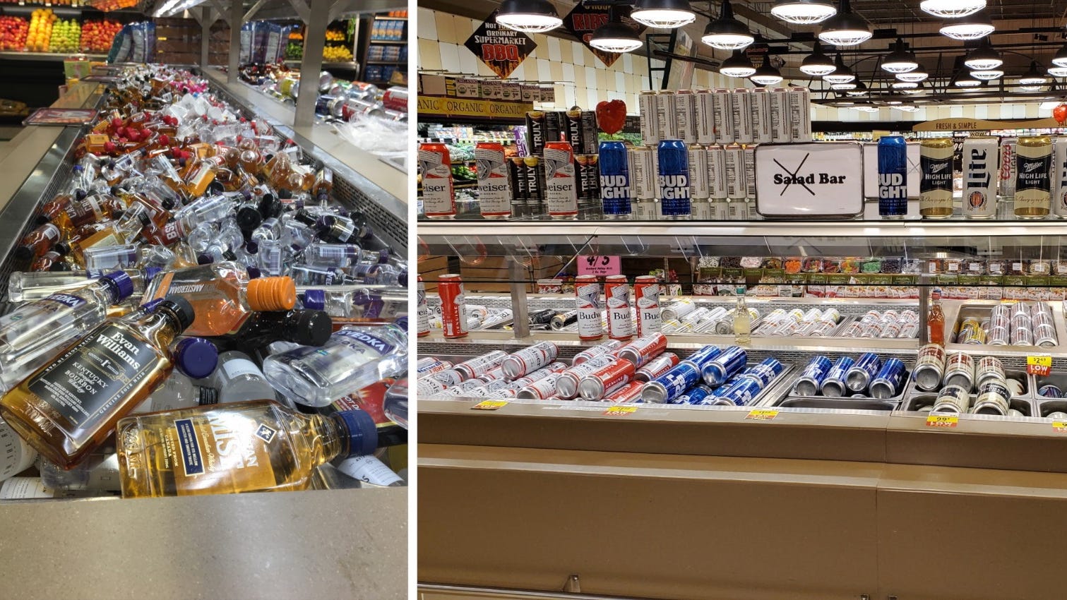 A Missouri Grocery Replaced Their Salad Bar With a Mini Liquor Bottle Bar
