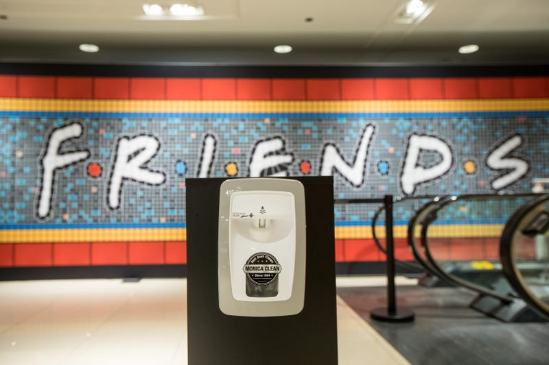 Hand sanitizing stations placed throughout the Friends Experience