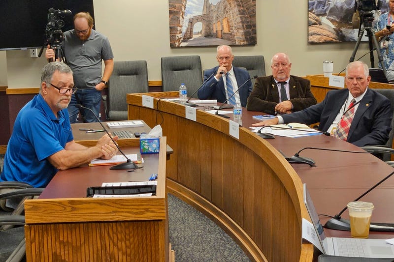George Monk, the presiding commissioner of Cooper County, testifies Wednesday during a hearing of the Missouri House Special Interim Committee on Property Tax Reform.