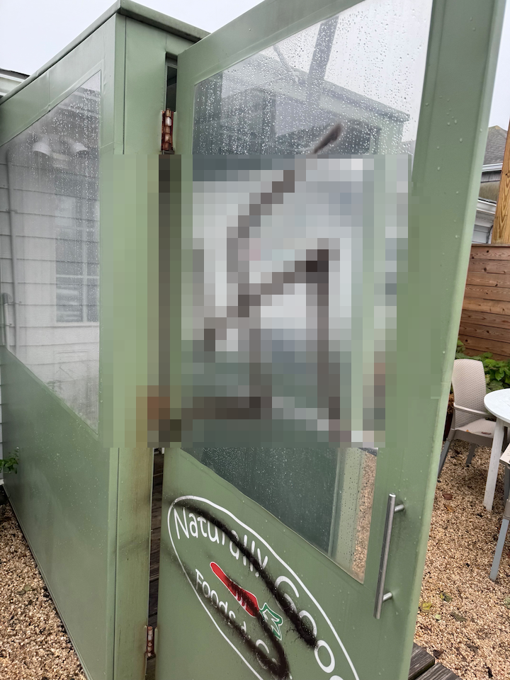 A swastika was spray-painted on the door of Naturally Good Foods