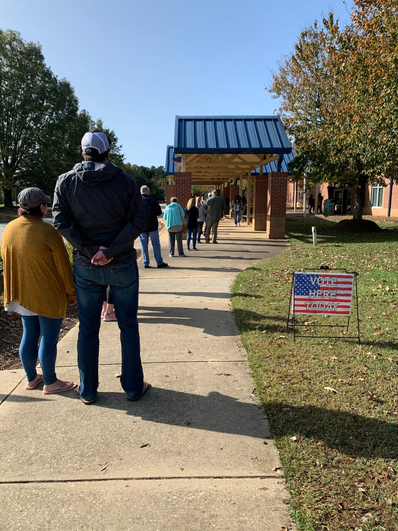 Lines outside the polls in Moore