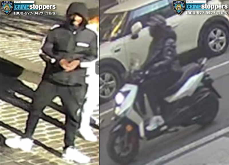 Surveillance images show the two men suspected of stealing the MacBook from under a pedestrian's arm in Chelsea on Nov. 3