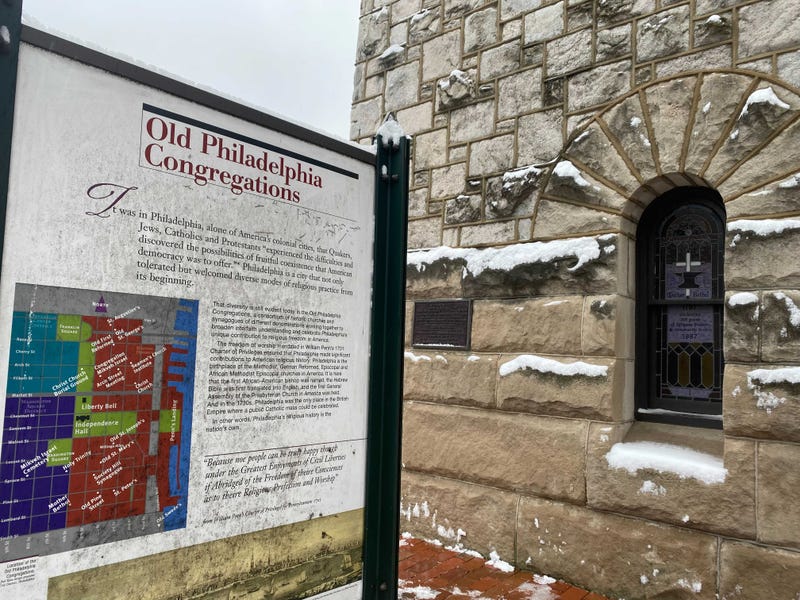Historic marker outside Mother Bethel AME in Philadelphia
