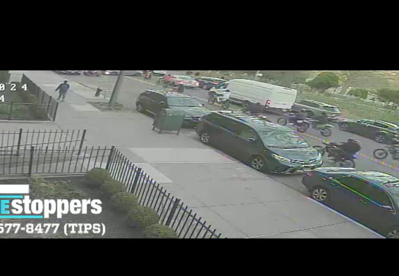 A fleet of drivers on motorbikes and ATVs roared through the streets of the Bronx on Thursday before one man threw a brick at an occupied NYPD car.