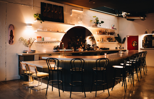 Interior of Friends and Family, and Oakland bar named among the 50 best in North America.