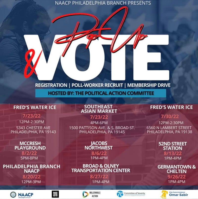 The schedule of upcoming events, hosted by the NAACP