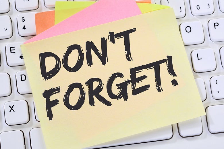 Don't Forget on a post-it note