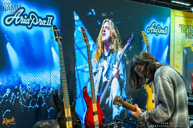 Cliff Burton (Metallica) Aria ProII Bass display - NAMM Show - Anaheim, CA Convention Center 1/24/26