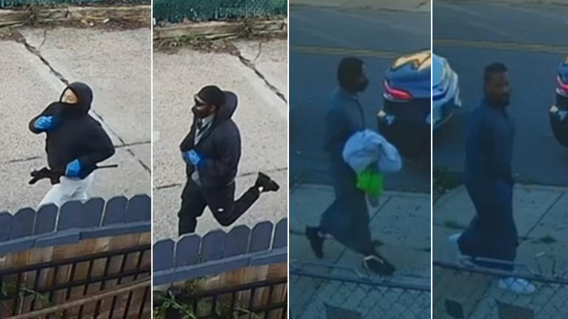 Video stills of the four suspects wanted by the FBI for the attempted robbery of an armored truck in Northeast Philadelphia on Oct. 17, 2025.