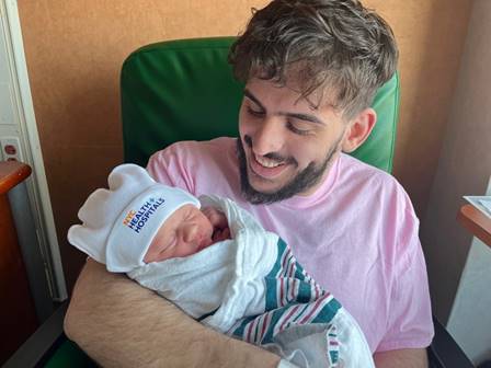 The first NYC baby delivered in the city's health system was born to a Brooklyn couple at the stroke of midnight, Jan. 1, 2024.