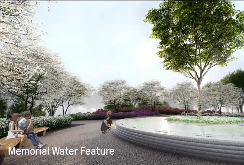 Artist's rendering of planned permanent memorial to victims of the 2012 shootings at Sandy Hook Elementary School.