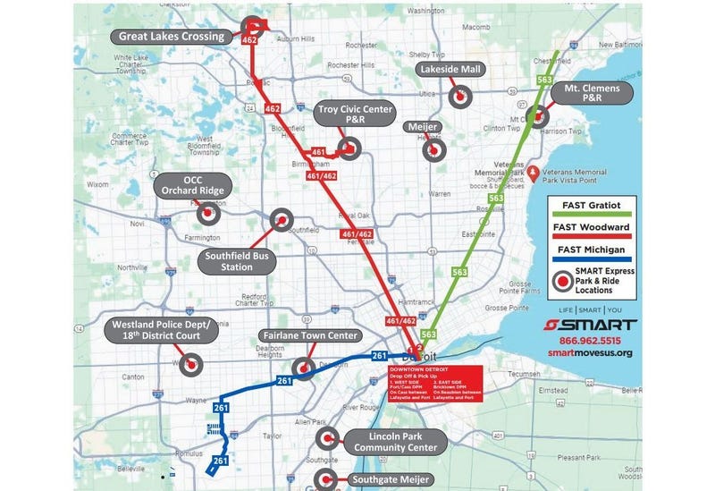 Locations of SMART bus park & ride locations for NFL Draft