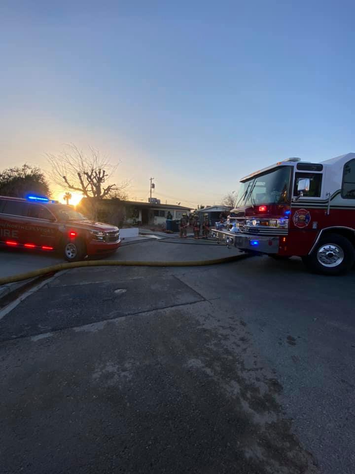 Scene of a house fire in North Las Vegas on 4-13-21