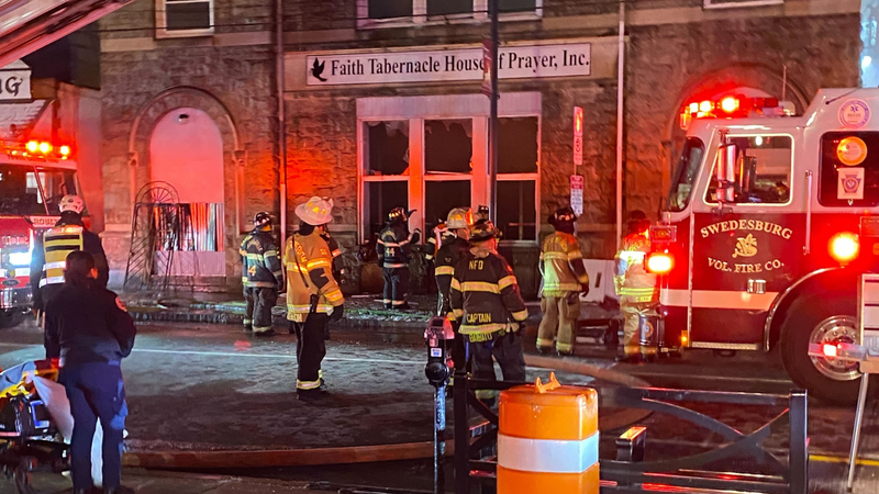 Firefighters battling the fire on Tuesday night.
