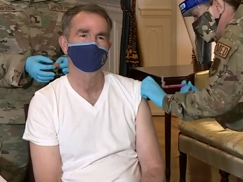 Governor Ralph Northam recieves Johnson & Johnson vaccine.