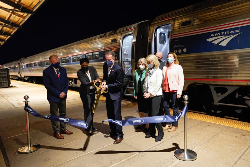 overnor Northam cuts ribbon to debut Amtrak service