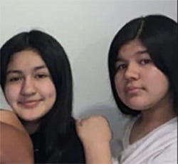 Photo of the two missing girls, Angie Garcia (left), aged 14, and Brenda Castro (right), aged 15.