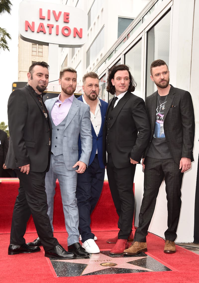 90's boyband *NSYNC, Chris Kirkpatrick, Lance Bass, JC Chasez, Joey Fatone and Justin Timberlake were honored with a star on the Hollywood Walk of Fame on April 30, 2018 in Hollywood, California.