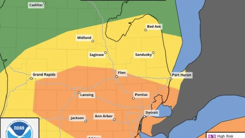 Parts of Washtenaw, Wayne Counties placed under Tornado Warning as other areas across Metro Detroit see Severe Thunderstorm Warning