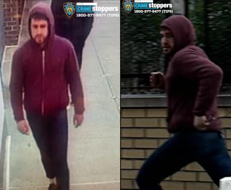 Police are searching for a man suspected of punching three men at random on streets in Greenwich Village in January