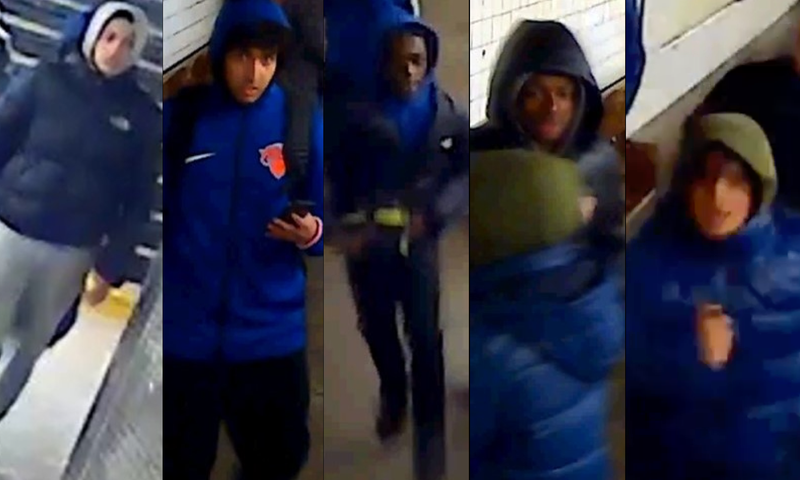Police are searching for five young males who allegedly attacked a 15-year-old boy at a subway station in Astoria on Sunday afternoon