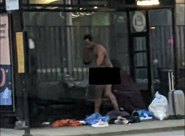 Naked man seen at Downtown bus stop