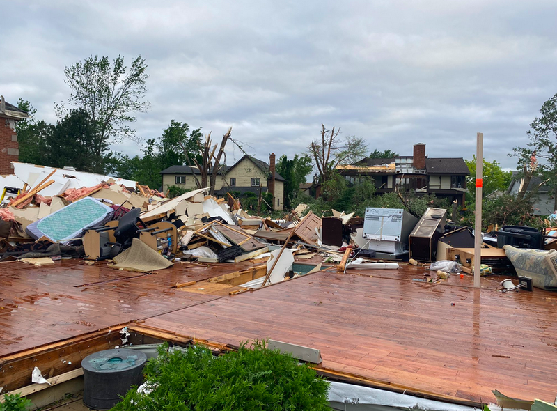 EF3 Naperville tornado damage on June 21, 2021.