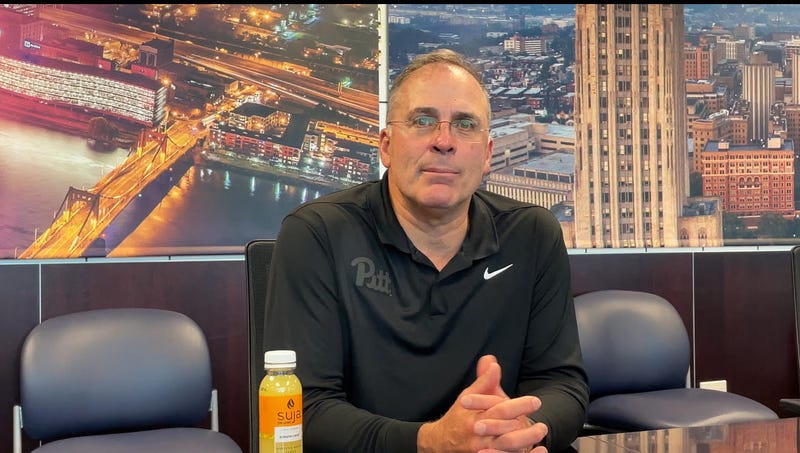 Pat Narduzzi at news availability