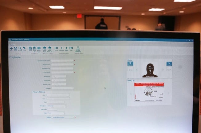A template of a tribal identification card is displayed on a computer Friday, Jan. 23, 2026, in Minneapolis. 
