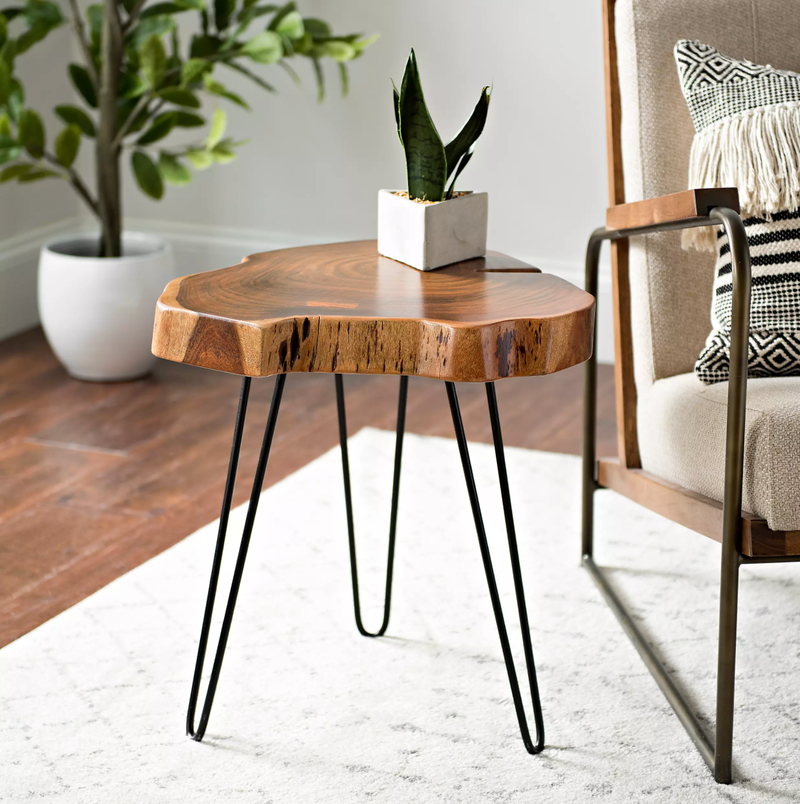 Natural Acacia Wood Side Table