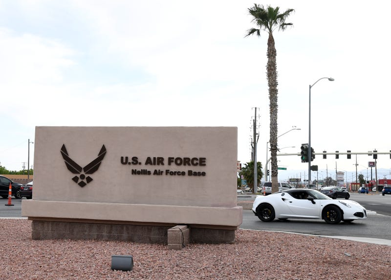 A sign at the entrance to Nellis Air Force Base
