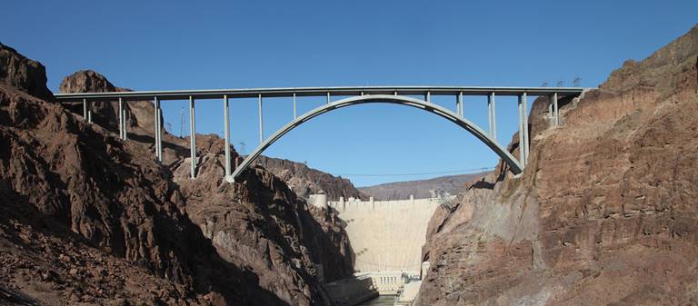 A bridge spans over Hoover Dam in southern Nevada