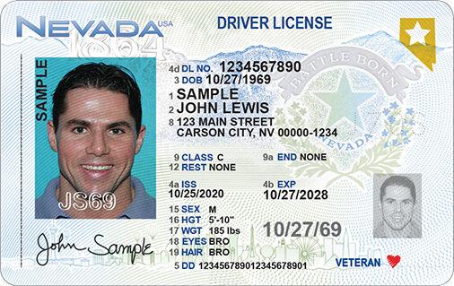 A newly designed Nevada drivers license