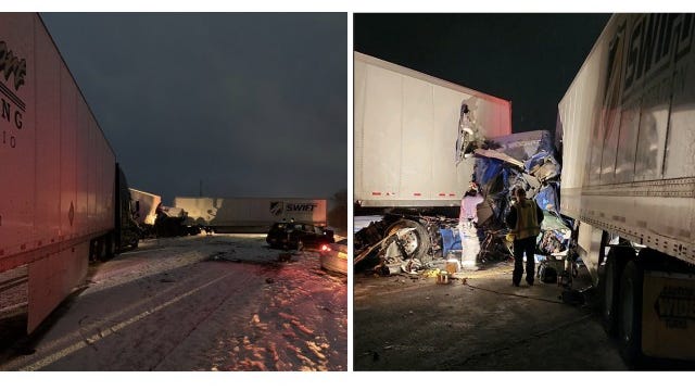 Pile-up involving 3 semi trucks shuts down I-94 west of Ann Arbor