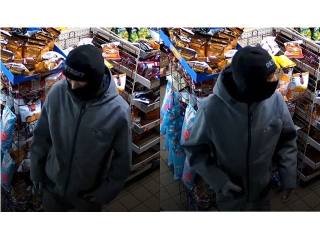 Carjacking suspect shown in surveillance footage from an area convenience store