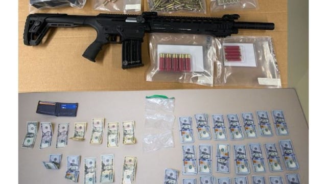 Shotgun, ammunition, narcotics and cash seized by Chesterfield Twp PD during OWI traffic stop