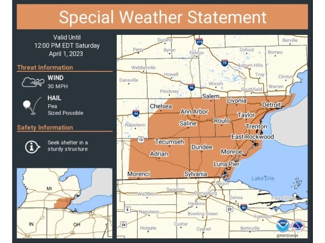 Map of southeast Michigan showing Wayne, Monroe, Washtenaw, Lenawee counties