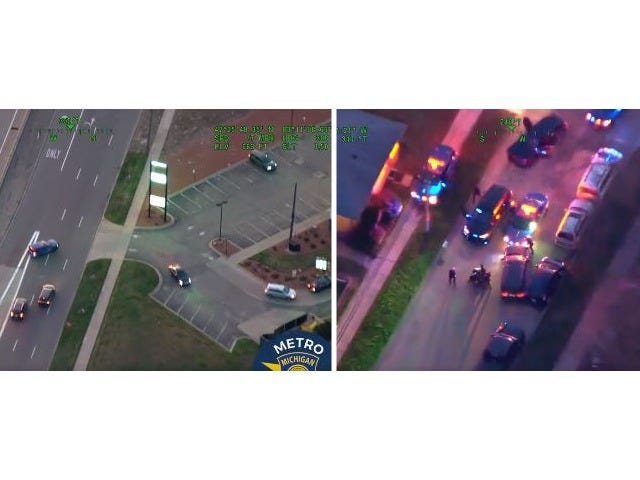 Aerial footage of police chase from Michigan State Police helicopter Trooper 2