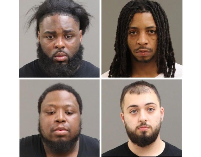 Booking photos of four suspects charged in connection with shootout at Warren gas station